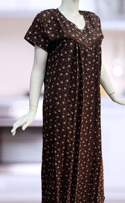 Brown Tiny Floral Spun Nighty. Flowy Spun Fabric | Laces and Frills - Laces and Frills