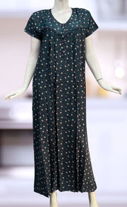 Teal Blue Tiny Floral Spun Nighty. Flowy Spun Fabric | Laces and Frills - Laces and Frills