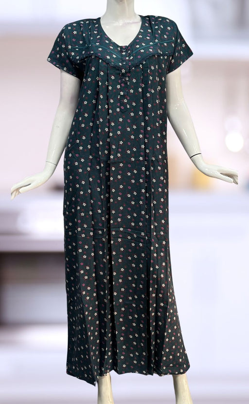 Teal Blue Tiny Floral Spun Nighty. Flowy Spun Fabric | Laces and Frills - Laces and Frills