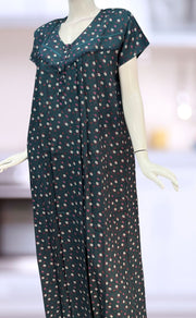 Teal Blue Tiny Floral Spun Nighty. Flowy Spun Fabric | Laces and Frills - Laces and Frills