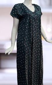 Teal Blue Tiny Floral Spun Nighty. Flowy Spun Fabric | Laces and Frills - Laces and Frills