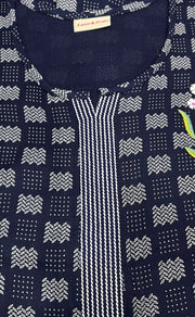 Navy Blue Abstract Spun Nighty. Flowy Spun Fabric | Laces and Frills - Laces and Frills