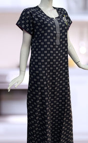 Navy Blue Abstract Spun Nighty. Flowy Spun Fabric | Laces and Frills - Laces and Frills