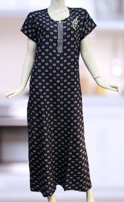 Navy Blue Abstract Spun Nighty. Flowy Spun Fabric | Laces and Frills - Laces and Frills