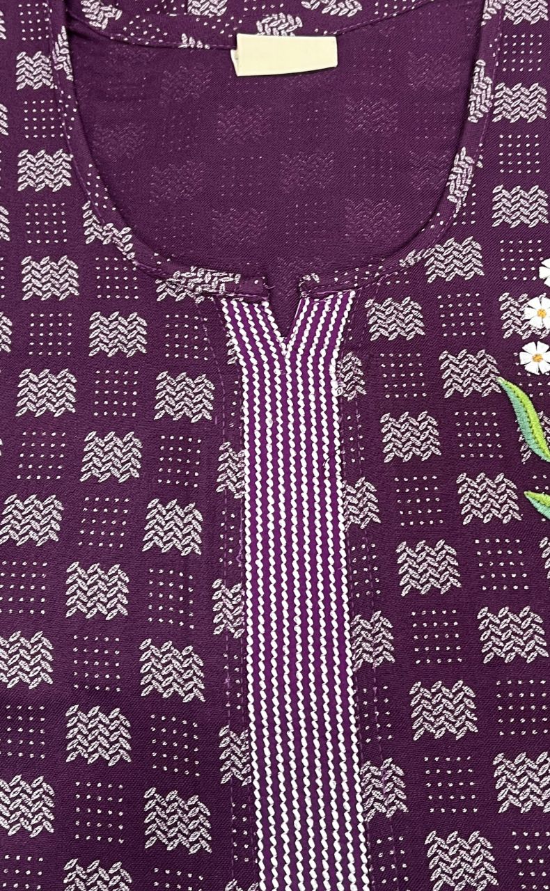 Purple Abstract Spun Nighty. Flowy Spun Fabric | Laces and Frills - Laces and Frills