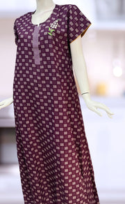 Purple Abstract Spun Nighty. Flowy Spun Fabric | Laces and Frills - Laces and Frills