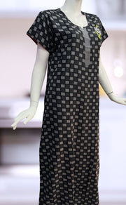 Black Abstract Spun Nighty. Flowy Spun Fabric | Laces and Frills - Laces and Frills