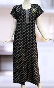 Black Abstract Spun Nighty. Flowy Spun Fabric | Laces and Frills - Laces and Frills