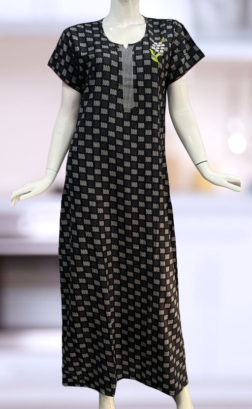 Black Abstract Spun Nighty. Flowy Spun Fabric | Laces and Frills - Laces and Frills