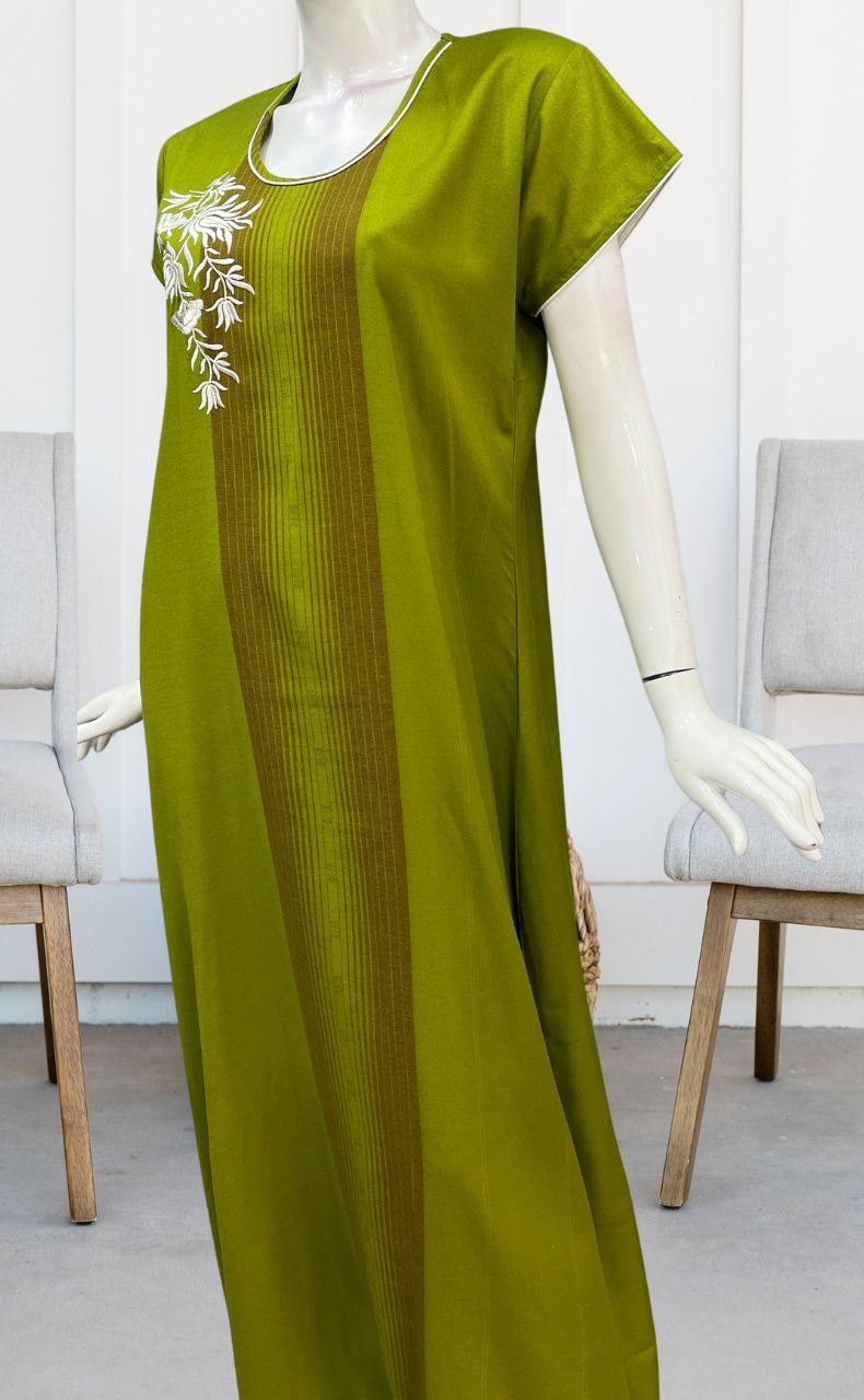 Green Stripes Spun Nighty. Flowy Spun Fabric | Laces and Frills - Laces and Frills