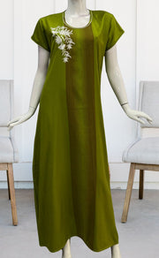 Green Stripes Spun Nighty. Flowy Spun Fabric | Laces and Frills - Laces and Frills