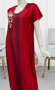 Maroon Stripes Spun Nighty. Flowy Spun Fabric | Laces and Frills - Laces and Frills