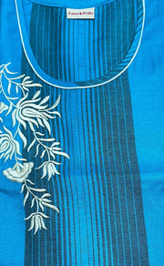 Sky Blue Stripes Spun Nighty. Flowy Spun Fabric | Laces and Frills - Laces and Frills