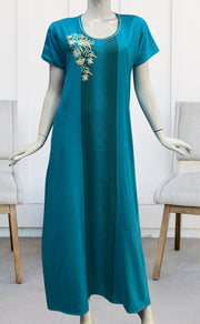 Sky Blue Stripes Spun Nighty. Flowy Spun Fabric | Laces and Frills - Laces and Frills