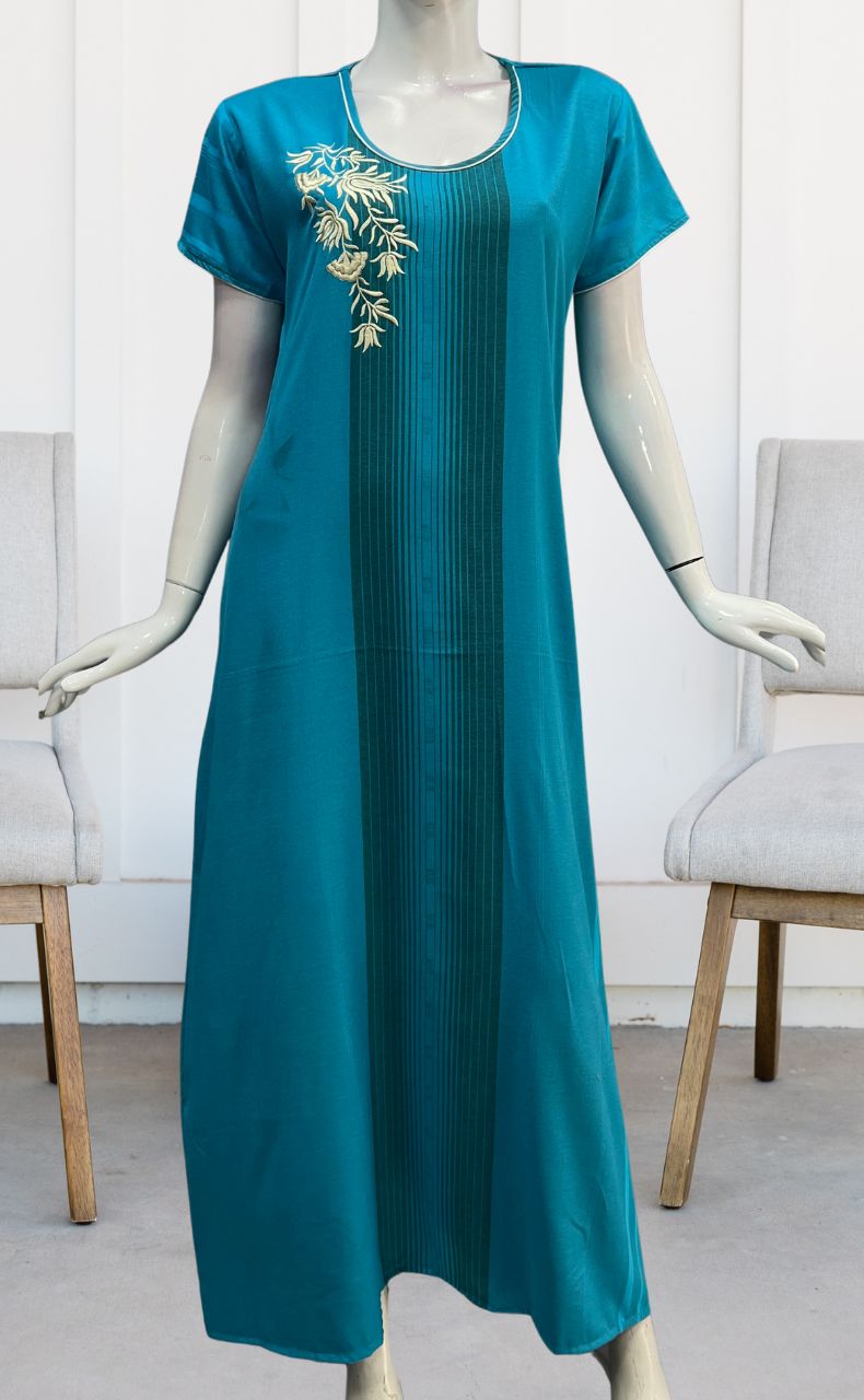 Sky Blue Stripes Spun Nighty. Flowy Spun Fabric | Laces and Frills - Laces and Frills