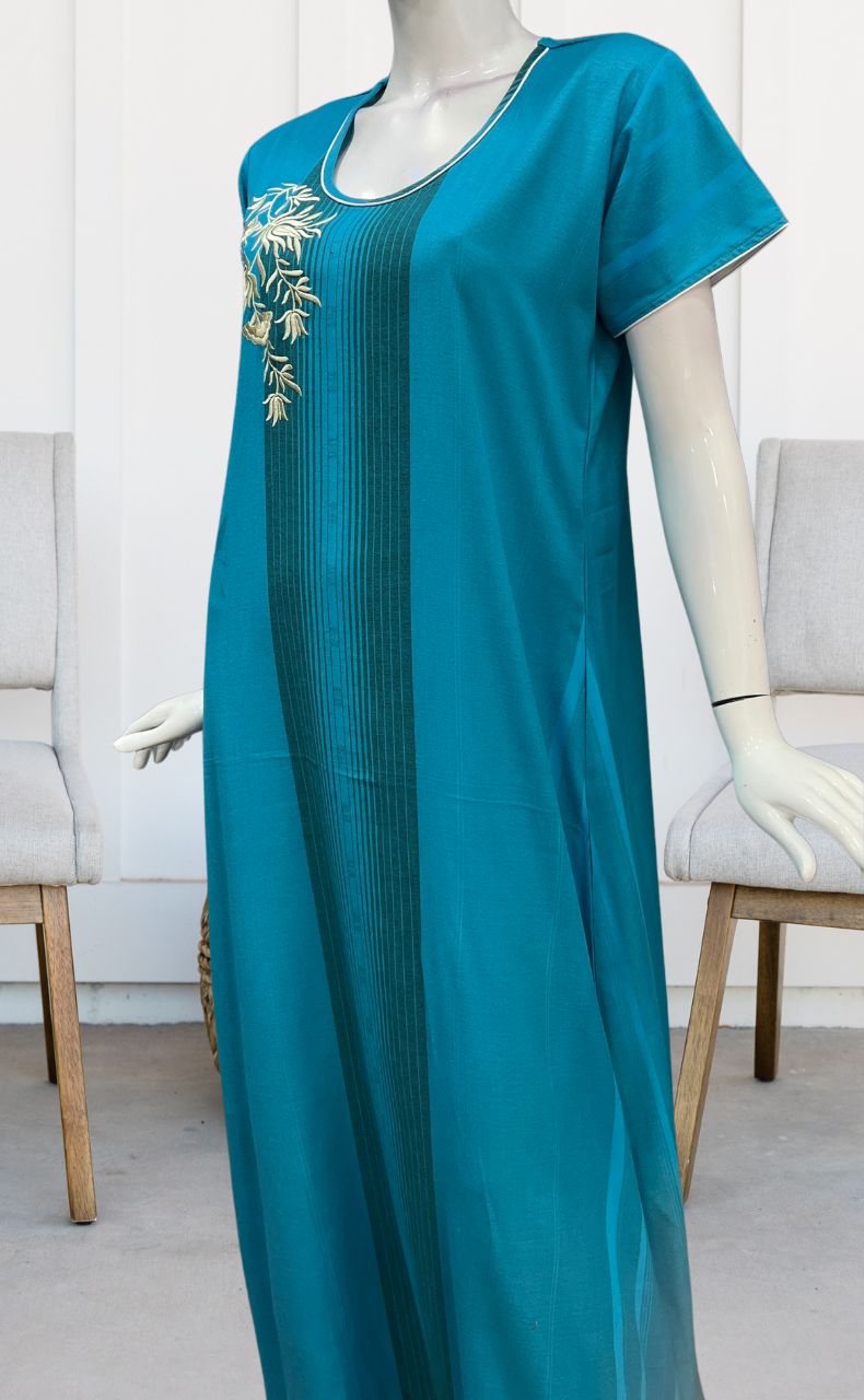 Sky Blue Stripes Spun Nighty. Flowy Spun Fabric | Laces and Frills - Laces and Frills