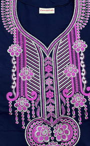 Navy Blue Embroidery Soft Cotton Nighty.Soft Breathable Fabric | Laces and Frills - Laces and Frills