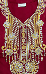 Maroon Embroidery Soft Cotton Nighty.Soft Breathable Fabric | Laces and Frills - Laces and Frills