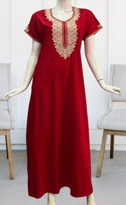 Red Embroidery Soft Cotton Nighty.Soft Breathable Fabric | Laces and Frills - Laces and Frills