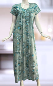 Sea Green Floral Spun Nighty. Flowy Spun Fabric | Laces and Frills - Laces and Frills