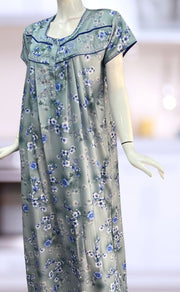 Blue Floral Spun Nighty. Flowy Spun Fabric | Laces and Frills - Laces and Frills