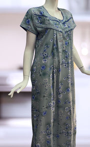 Blue Floral Spun Nighty. Flowy Spun Fabric | Laces and Frills - Laces and Frills