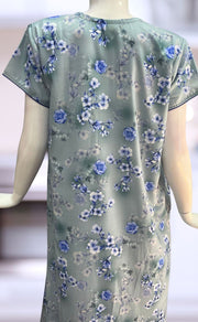 Blue Floral Spun Nighty. Flowy Spun Fabric | Laces and Frills - Laces and Frills