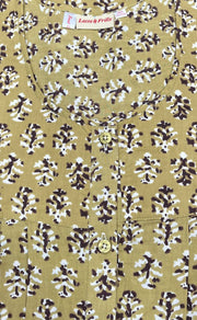 Beige/Brown Floral Full Open Pure Cotton Nighty. Pure Durable Cotton | Laces and Frills - Laces and Frills