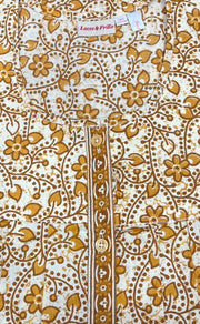 Off White/Yellow Floral Garden Full Open Pure Cotton Nighty. Pure Durable Cotton | Laces and Frills - Laces and Frills