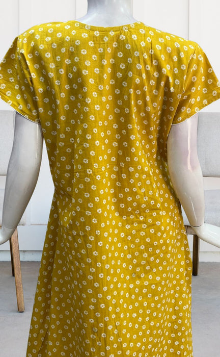 Yellow Dots Pure Cotton Nighty. Pure Durable Cotton | Laces and Frills - Laces and Frills