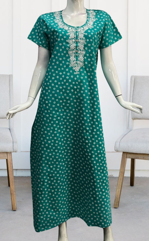Sea Green Dots Pure Cotton Nighty. Pure Durable Cotton | Laces and Frills - Laces and Frills