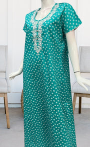 Sea Green Dots Pure Cotton Nighty. Pure Durable Cotton | Laces and Frills - Laces and Frills
