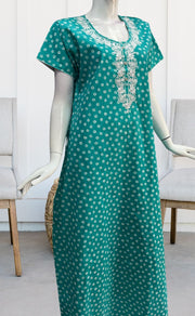 Sea Green Dots Pure Cotton Nighty. Pure Durable Cotton | Laces and Frills - Laces and Frills