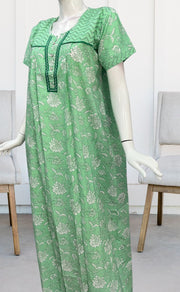 Green Garden Pure Cotton Nighty. Pure Durable Cotton | Laces and Frills - Laces and Frills