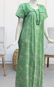 Green Garden Pure Cotton Nighty. Pure Durable Cotton | Laces and Frills - Laces and Frills