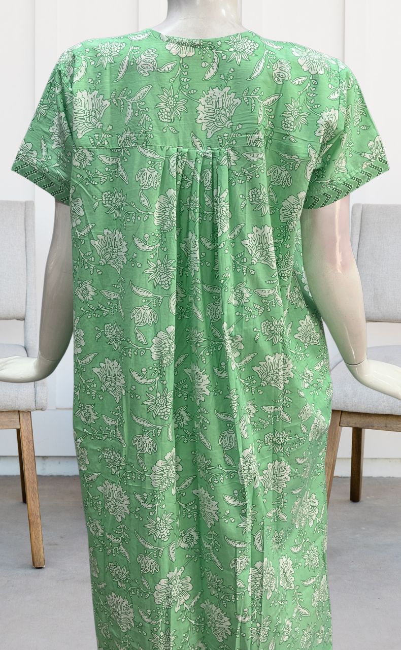 Green Garden Pure Cotton Nighty. Pure Durable Cotton | Laces and Frills - Laces and Frills