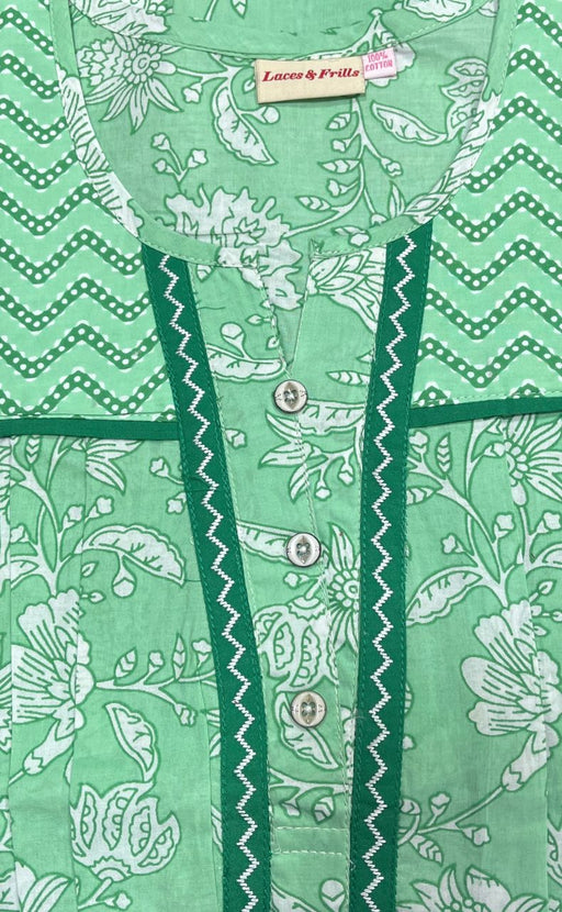 Green Garden Pure Cotton Nighty. Pure Durable Cotton | Laces and Frills - Laces and Frills