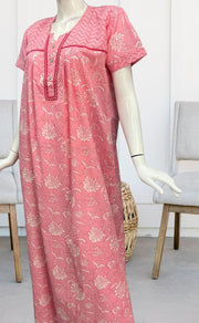 Pink Garden Pure Cotton Nighty. Pure Durable Cotton | Laces and Frills - Laces and Frills