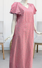 Pink Tiny Floral Pure Cotton Nighty. Pure Durable Cotton | Laces and Frills - Laces and Frills