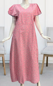 Pink Tiny Floral Pure Cotton Nighty. Pure Durable Cotton | Laces and Frills - Laces and Frills