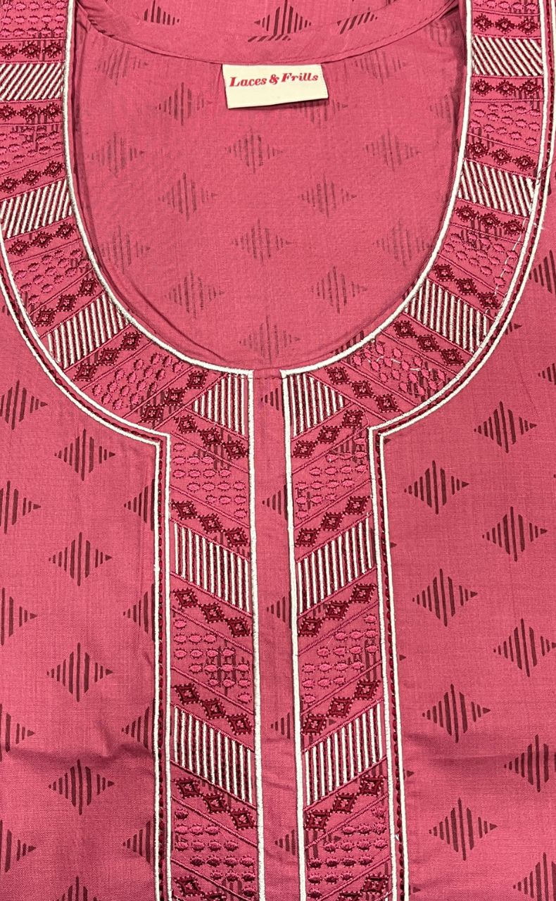 Peach Abstract Soft Cotton Nighty. Soft Breathable Fabric | Laces and Frills - Laces and Frills