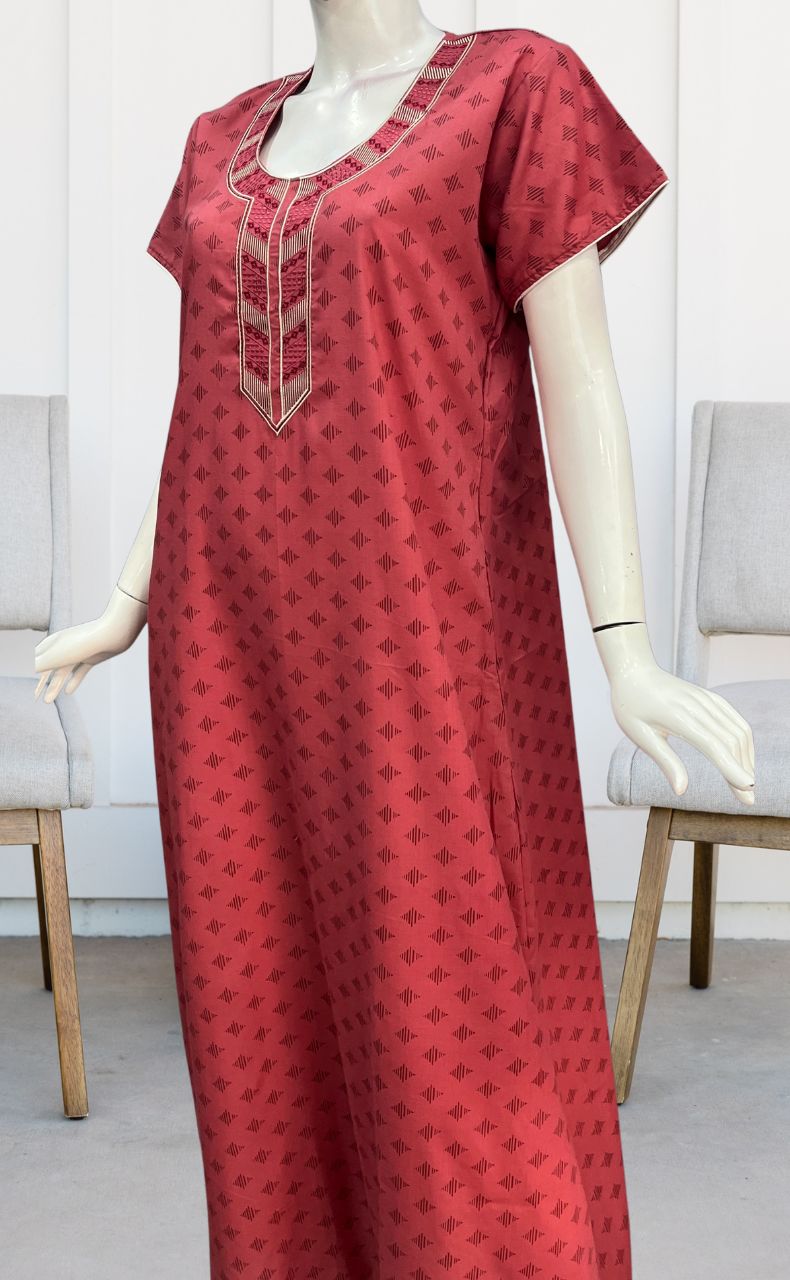 Peach Abstract Soft Cotton Nighty. Soft Breathable Fabric | Laces and Frills - Laces and Frills