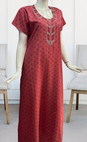 Peach Abstract Soft Cotton Nighty. Soft Breathable Fabric | Laces and Frills - Laces and Frills