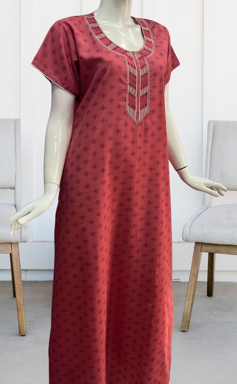 Peach Abstract Soft Cotton Nighty. Soft Breathable Fabric | Laces and Frills - Laces and Frills