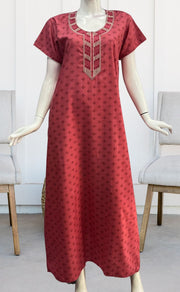 Peach Abstract Soft Cotton Nighty. Soft Breathable Fabric | Laces and Frills - Laces and Frills