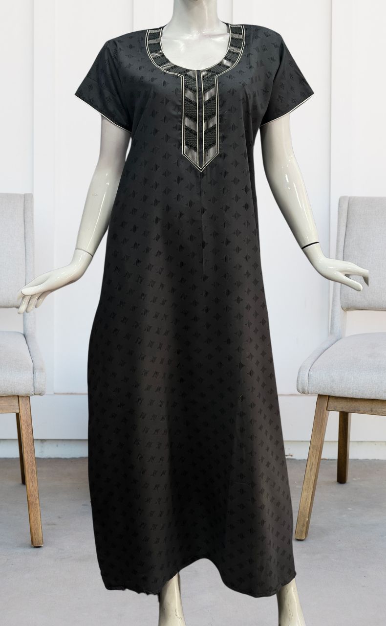 Grey Abstract Soft Cotton Nighty. Soft Breathable Fabric | Laces and Frills - Laces and Frills