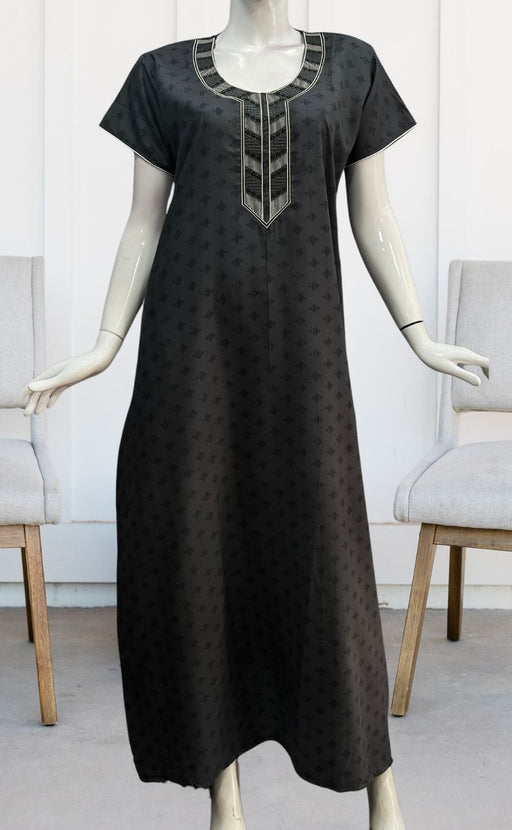 Grey Abstract Soft Cotton Nighty. Soft Breathable Fabric | Laces and Frills - Laces and Frills