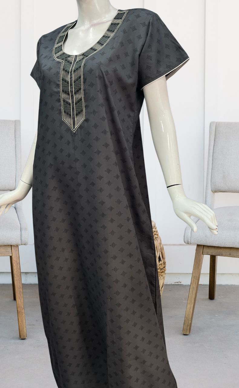 Grey Abstract Soft Cotton Nighty. Soft Breathable Fabric | Laces and Frills - Laces and Frills