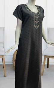 Grey Abstract Soft Cotton Nighty. Soft Breathable Fabric | Laces and Frills - Laces and Frills