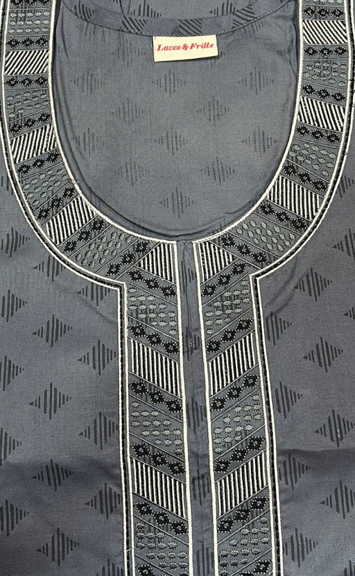 Grey Abstract Soft Cotton Nighty. Soft Breathable Fabric | Laces and Frills - Laces and Frills